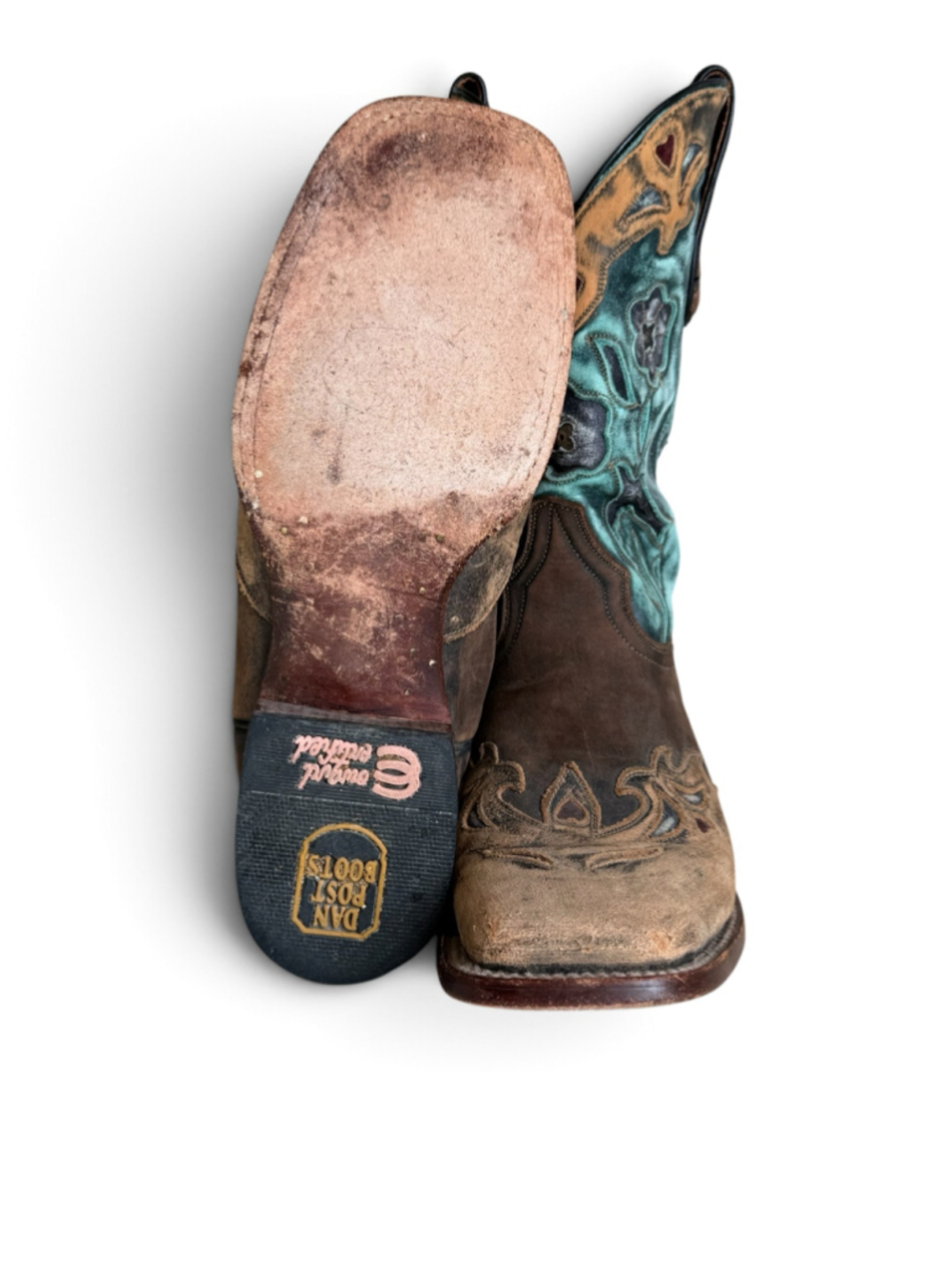 Dan Post Women’s 8.5 Cowboy Boots DP7914 Turquoise Floral Leather Western - Picture 4 of 15